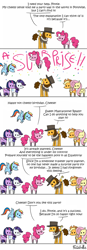 Size: 450x1299 | Tagged: safe, artist:foudubulbe, derpibooru import, applejack, cheese sandwich, fluttershy, pinkie pie, rainbow dash, rarity, twilight sparkle, twilight sparkle (alicorn), alicorn, earth pony, pegasus, pony, unicorn, comic, female, mare, pointy ponies