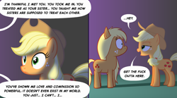 Size: 900x500 | Tagged: safe, artist:hotdiggedydemon, applejack, earth pony, pony, jappleack, tumblr, vulgar