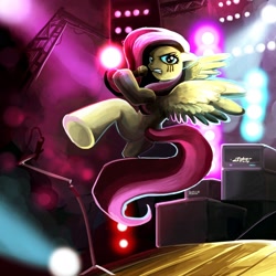 Size: 1600x1600 | Tagged: safe, artist:jokerpony, fluttershy, pegasus, pony, emoshy, microphone, musical instrument, solo