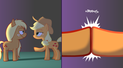 Size: 900x500 | Tagged: safe, artist:hotdiggedydemon, applejack, earth pony, pony, hoofbump, jappleack, tumblr