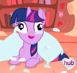 Size: 679x640 | Tagged: safe, derpibooru import, edit, edited screencap, screencap, twilight sparkle, look before you sleep, derp, faic, inverted mouth, pillow fight, solo