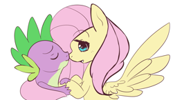 Size: 1165x676 | Tagged: safe, artist:pegacornss, fluttershy, spike, dragon, pegasus, pony, female, flutterspike, male, shipping, straight