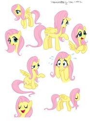 Size: 689x926 | Tagged: safe, artist:brendahickey, fluttershy, pegasus, pony, eyelid pull, female, mare, raised hoof, signature, solo