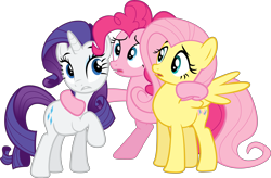Size: 6180x4045 | Tagged: safe, artist:the-crusius, fluttershy, pinkie pie, rarity, earth pony, pegasus, pony, unicorn, absurd resolution, simple background, transparent background, vector