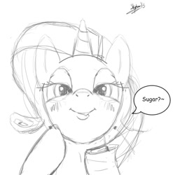 Size: 911x921 | Tagged: safe, artist:skyart301, rarity, pony, unicorn, dialogue, looking at you, monochrome, solo