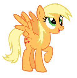 Size: 791x800 | Tagged: safe, artist:durpy, applejack, derpy hooves, earth pony, pegasus, pony, female, mare, palette swap, raised hoof, recolor, silly, silly pony, simple background, solo, transparent background, vector, who's a silly pony