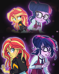 Size: 1600x2000 | Tagged: safe, artist:silbersternenlicht, sci-twi, sunset shimmer, twilight sparkle, equestria girls, friendship games, glare, glasses, redraw, scene interpretation