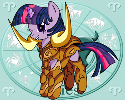 Size: 900x720 | Tagged: safe, artist:king-shoutmon, derpibooru import, twilight sparkle, aries, crossover, saint seiya, zodiac