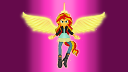 Size: 2846x1600 | Tagged: safe, artist:bootsyslickmane, sunset shimmer, equestria girls, gimp, ponied up, solo, wallpaper