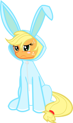 Size: 1222x2059 | Tagged: safe, artist:dbapplejack, applejack, earth pony, pony, blushing, bunny costume, bunny pajamas, bunnyjack, clothes, cute, simple background, sitting, solo, transparent background, vector