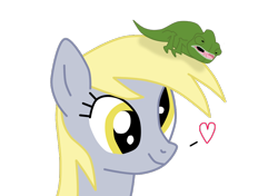 Size: 1024x720 | Tagged: safe, artist:filipinoninja95, derpy hooves, pegasus, pony, chameleon, female, mare, pet