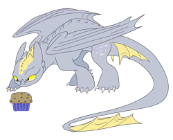 Size: 1000x806 | Tagged: safe, artist:animals4501, derpy hooves, dragon, dragonified, how to train your dragon, muffin, night fury, recolor, solo, species swap, toothless the dragon