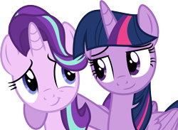Size: 6001x4400 | Tagged: safe, artist:deratrox, starlight glimmer, twilight sparkle, twilight sparkle (alicorn), alicorn, pony, unicorn, to where and back again, .svg available, absurd resolution, cute, duo, female, glimmerbetes, hug, looking at each other, mare, raised hoof, simple background, transparent background, twiabetes, vector
