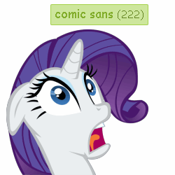 Size: 250x250 | Tagged: safe, rarity, pony, unicorn, comic sans, exploitable meme, faic, meta, tags