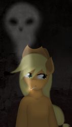 Size: 1250x2200 | Tagged: safe, artist:glittersonyourface, applejack, earth pony, pony, cigarette, female, mare, smoking