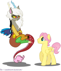 Size: 3000x3472 | Tagged: dead source, safe, artist:jaquelindreamz, butterscotch, discord, eris, fluttershy, pegasus, pony, rule 63, simple background, transparent background, vector