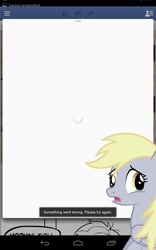 Size: 800x1280 | Tagged: safe, derpy hooves, pegasus, pony, android, crying, derp, facebook, female, loading screen, mare