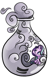 Size: 2769x4460 | Tagged: safe, artist:cutepencilcase, starlight glimmer, pony, unicorn, absurd resolution, bottle, equal cutie mark, equality, pony in a bottle, simple background, smoke, solo, transparent background