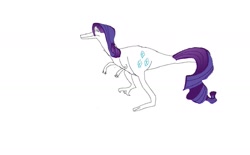 Size: 1279x795 | Tagged: safe, rarity, dinosaur, pony, unicorn, velociraptor, ms paint, velocirarity