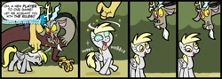 Size: 1000x355 | Tagged: safe, artist:shuffle001, derpy hooves, discord, pegasus, pony, comic, derpified, female, mare