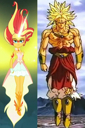 Size: 644x966 | Tagged: safe, screencap, sunset shimmer, equestria girls, friendship games, broly, comparison, daydream shimmer, dragon ball z, super saiyan