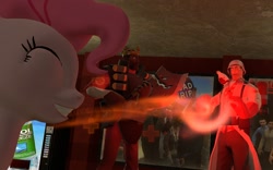 Size: 1680x1050 | Tagged: safe, pinkie pie, earth pony, pony, 3d, demoman, healing, medic, team fortress 2