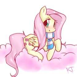 Size: 604x604 | Tagged: safe, artist:sonatatravina, fluttershy, pegasus, pony, clothes, scarf, solo