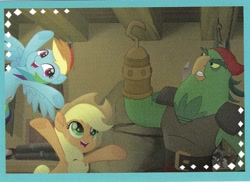 Size: 3542x2582 | Tagged: safe, derpibooru import, screencap, applejack, boyle, rainbow dash, earth pony, pegasus, pony, my little pony: the movie, parrot pirates