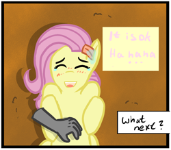 Size: 1312x1151 | Tagged: safe, fluttershy, pegasus, pony, disembodied hand, female, licking, mare, tickling