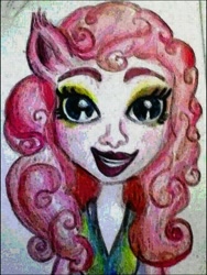 Size: 666x886 | Tagged: safe, pinkie pie, equestria girls, ponied up, solo, traditional art