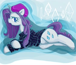 Size: 2000x1707 | Tagged: safe, artist:wakko, rarity, pony, unicorn, beatnik rarity, beret, clothes, hat, pixiv, solo, sweater