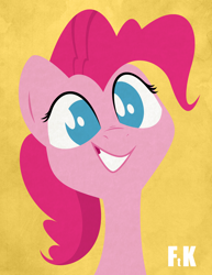 Size: 2074x2687 | Tagged: safe, artist:fluttershythekind, pinkie pie, earth pony, pony, bust, female, mare, portrait, smiling, solo