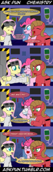 Size: 600x1913 | Tagged: safe, artist:ladyanidraws, pinkie pie, oc, oc:pun, earth pony, pony, ask pun, chemistry, comic, dr adorable, joke, pinkie pie solutions, tumblr