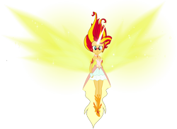 Size: 6000x4379 | Tagged: safe, artist:alicornoverlord, sunset shimmer, equestria girls, friendship games, .ai available, .svg available, absurd resolution, clothes, daydream shimmer, dress, fingerless gloves, gloves, high heels, horn, looking at you, simple background, skirt, solo, transparent background, vector, wings