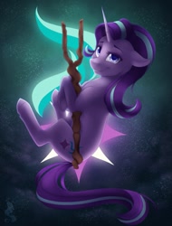 Size: 975x1280 | Tagged: safe, artist:silentwulv, starlight glimmer, pony, unicorn, cutie mark background, s5 starlight, solo, staff, staff of sameness