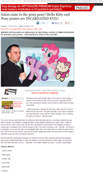 Size: 897x1494 | Tagged: safe, pinkie pie, oc, alicorn, human, alicorn oc, evil, hello kitty, ks. marek wasąg, lol, newspaper, poland, polish, religion, sanrio, text, translation