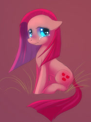 Size: 600x802 | Tagged: safe, artist:jacky-bunny, pinkie pie, earth pony, pony, crying, floppy ears, frown, looking at you, pinkamena diane pie, sad, sitting, solo, swapped cutie marks