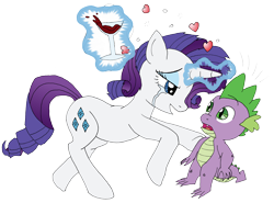 Size: 5456x4032 | Tagged: safe, artist:greenlinzerd, rarity, spike, dragon, pony, unicorn, absurd resolution, bedroom eyes, crying, drunk, drunk rarity, eye contact, female, heart, magic, male, mare, messy mane, open mouth, rapity, shipping, simple background, sparity, straight, telekinesis, transparent background, wide eyes, wine