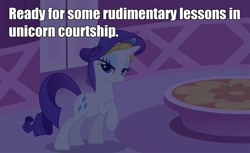 Size: 1183x722 | Tagged: safe, rarity, pony, unicorn, bedroom eyes, bronybait, caption, carousel boutique, image macro, meme