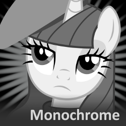 Size: 250x250 | Tagged: safe, rarity, pony, unicorn, beatnik rarity, beret, clothes, hat, monochrome, spoilered image joke