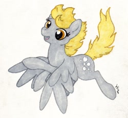 Size: 651x602 | Tagged: safe, artist:jenkiwi, derpy hooves, pegasus, pony, female, flying, mare, solo, traditional art