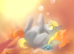 Size: 1472x1070 | Tagged: safe, artist:wolfiedrawie, derpy hooves, bubble, doll, filly