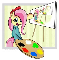 Size: 1770x1799 | Tagged: safe, artist:eugene-joe-c, fluttershy, pegasus, pony, female, mare, painting, recursion