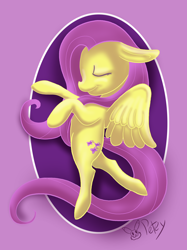 Size: 2148x2872 | Tagged: safe, artist:pikapetey, fluttershy, pegasus, pony, eyes closed, female, mare, profile, signature, solo