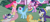 Size: 1256x546 | Tagged: safe, derpibooru import, screencap, angel bunny, applejack, fluttershy, opalescence, pinkie pie, rainbow dash, rarity, twilight sparkle, twilight sparkle (alicorn), alicorn, earth pony, pegasus, pony, unicorn, testing testing 1-2-3, angelestia, back of head, female, mare, nose in the air, opaluna, speed lines, spread wings, uvula, volumetric mouth, windswept mane, wings