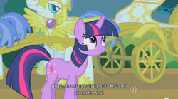 Size: 640x355 | Tagged: safe, derpibooru import, screencap, twilight sparkle, friendship is witchcraft, royal guard, the perfect swarm, youtube caption