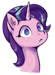 Size: 1100x1500 | Tagged: source needed, useless source url, safe, artist:mav, starlight glimmer, pony, unicorn, bust, ear fluff, female, mare, portrait, shocked, simple background, solo, white background