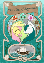 Size: 644x921 | Tagged: safe, artist:ladystarkeeper, fluttershy, oc, alicorn, pegasus, pony, alicorn oc, boat, canon x oc, cover, prince admiralty