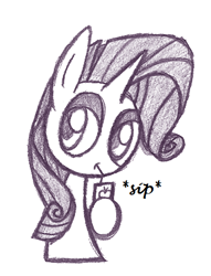 Size: 396x517 | Tagged: safe, artist:boulderthedragon, rarity, pony, unicorn, bust, juice box, monochrome, solo