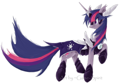 Size: 2446x1677 | Tagged: safe, artist:game-spirit, derpibooru import, twilight sparkle, pony, unicorn, armor, female, horn, mare, purple coat, purple mane, solo